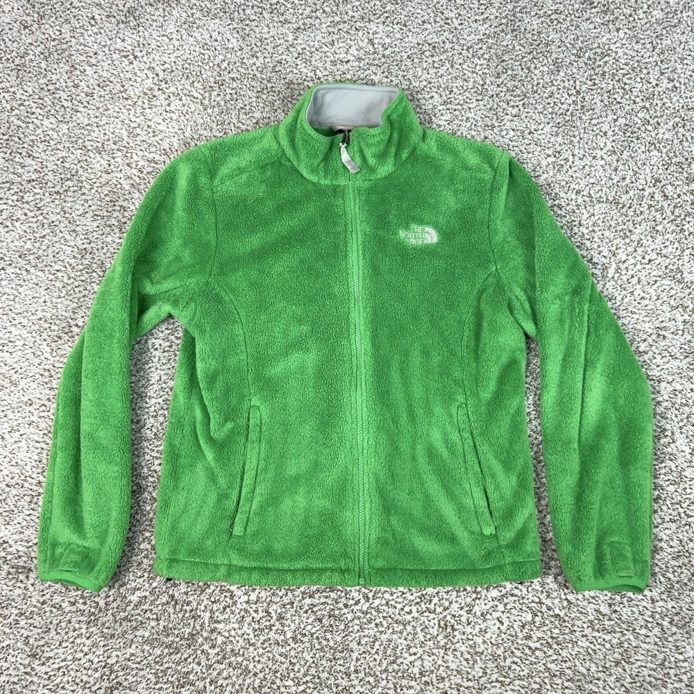 The‎ North Face Jacket Womens M Green Fleece Full Zip Outdoor Hiking Warm Soft